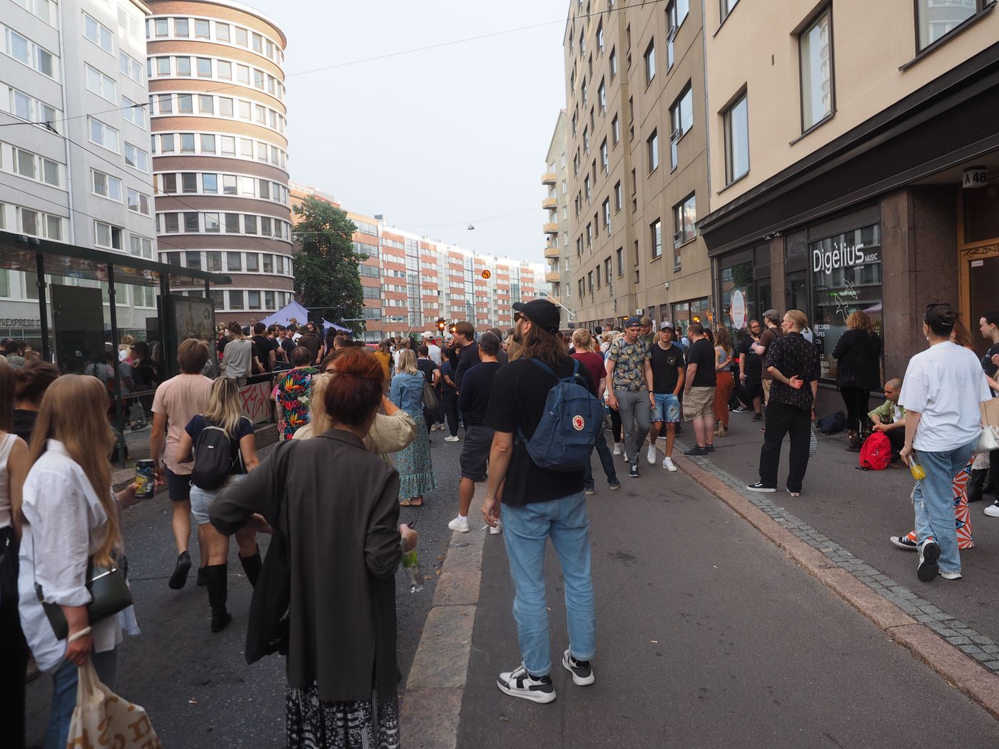 A crowd at a street festival